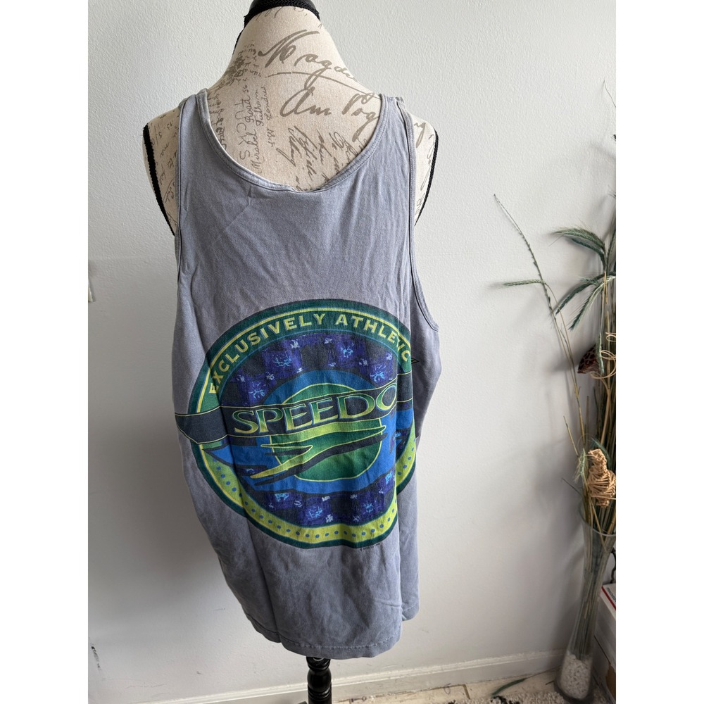 Vintage Speedo Tank Top XL Gray Exclusively Athletic 1996 Sleeveless‎